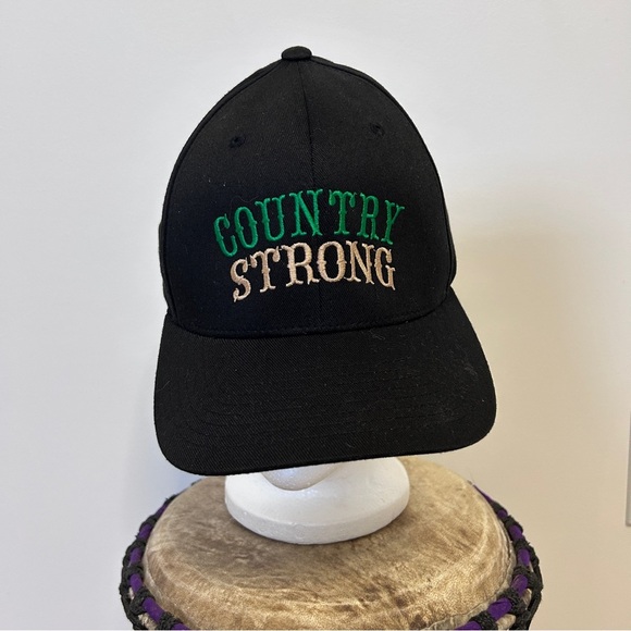 Country Strong Baseball Cap FlexFit Black Unisex Festival Cowboy Cowgirl L/XL - Picture 5 of 11